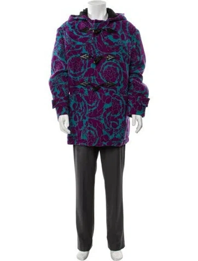 Pre-owned Versace Virgin Wool Printed Parka In Purple
