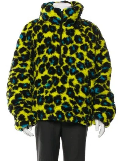 Pre-owned Versace Virgin Wool Printed Parka In Yellow