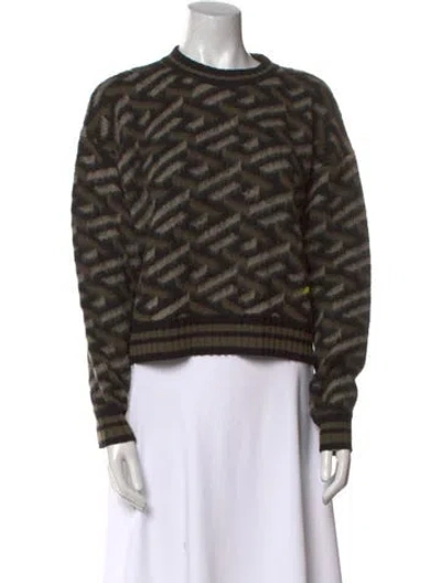 Pre-owned Versace Virgin Wool Printed Sweater In Green