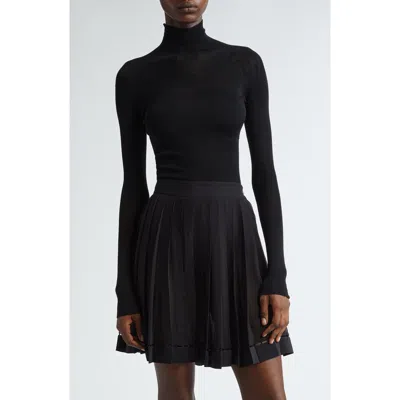 Versace Virgin Wool Rib Turtleneck Sweater In Black