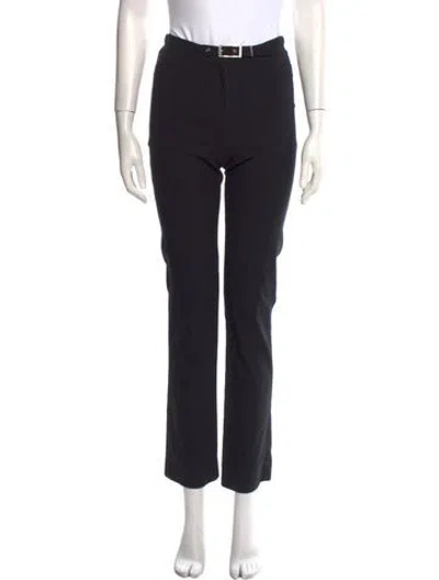 Pre-owned Versace Virgin Wool Straight Leg Pants In Black