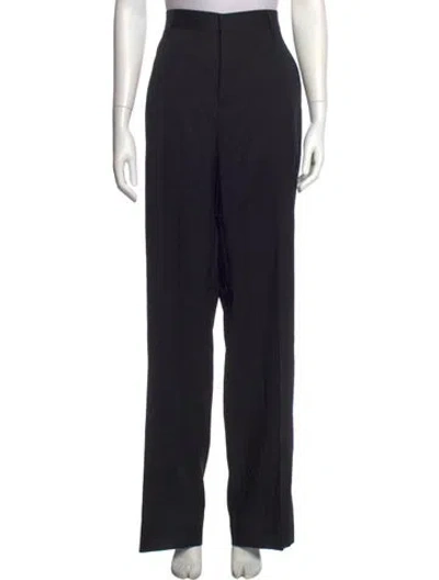 Pre-owned Versace Virgin Wool Straight Leg Pants In Black