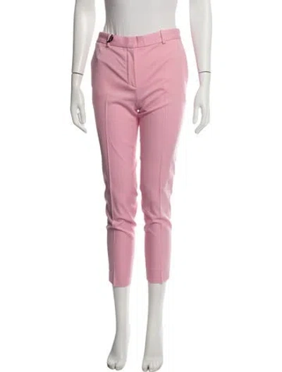 Pre-owned Versace Virgin Wool Straight Leg Pants In Pink