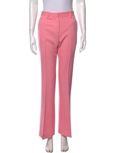 Pre-owned Versace Virgin Wool Straight Leg Pants In Pink