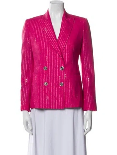 Pre-owned Versace Virgin Wool Striped Blazer In Pink