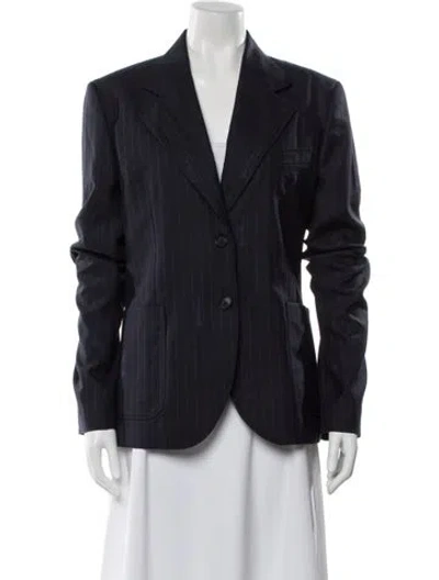 Pre-owned Versace Virgin Wool Striped Blazer W/ Tags In Blue