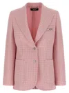 Versace Check Blazer Jacket Buttoned Cuffs Notch Lapel In Pink