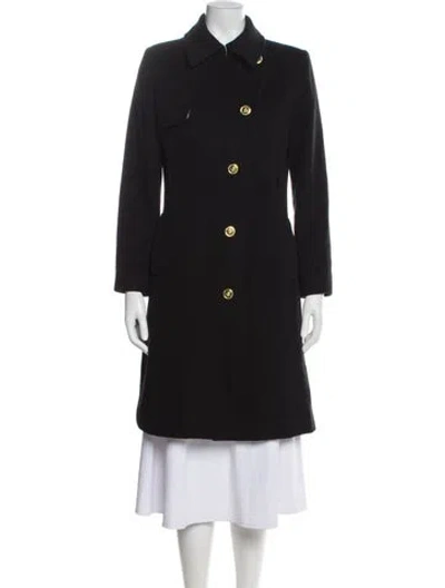 Pre-owned Versace Virgin Wool Trench Coat In Black