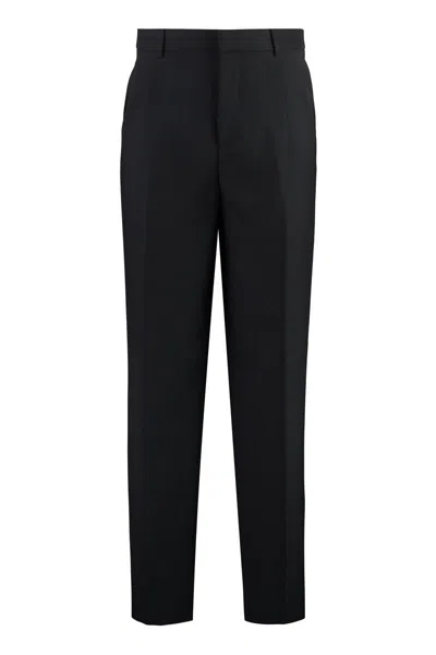 Versace Virgin Wool Trousers In Black