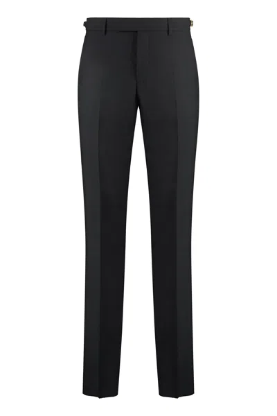 Versace Virgin Wool Trousers In Black