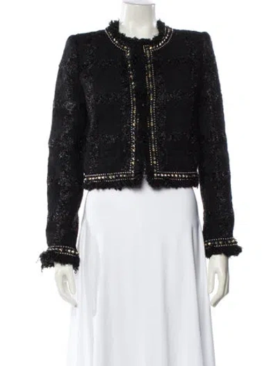 Pre-owned Versace Virgin Wool Tweed Pattern Evening Jacket In Black