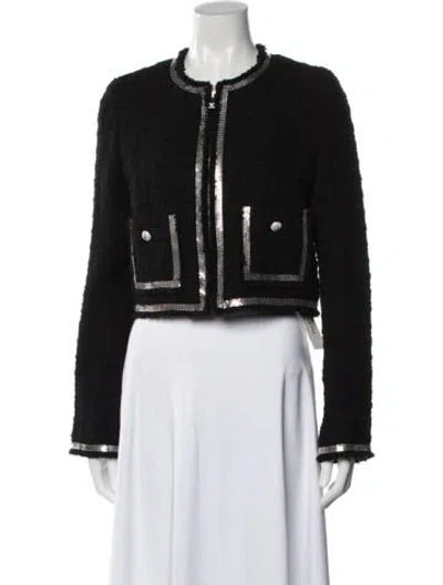 Pre-owned Versace Virgin Wool Tweed Pattern Jacket W/ Tags In Black