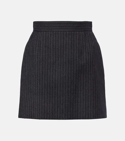 Versace Virgin Wool Twill Miniskirt In Grau