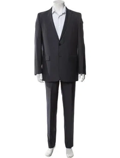 Pre-owned Versace Virgin Wool Two-piece Suit Vest In Blue