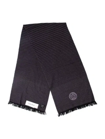 Pre-owned Versace Virgin Wool Vintage Scarf In Purple