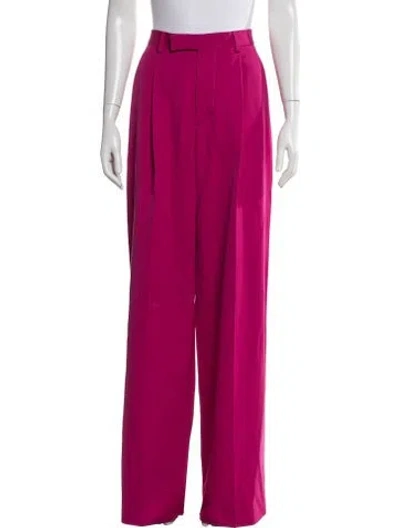 Pre-owned Versace Virgin Wool Wide Leg Pants In Pink