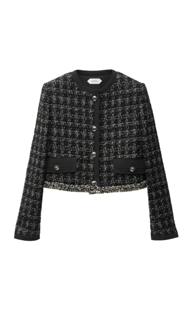 Versace Virgin Wool-blend Tweed Jacket In Black