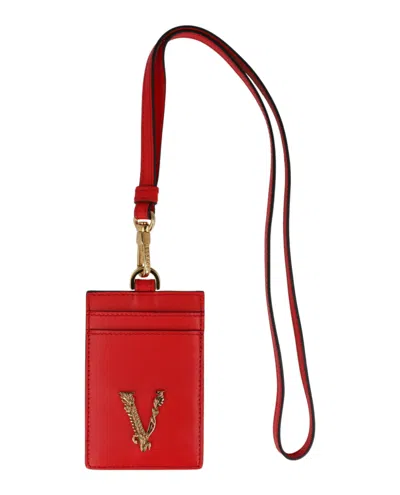 Versace Virtus Card Holder In Red