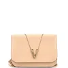 Versace Virtus Chain Flap Shoulder Bag Leather Medium In Blue