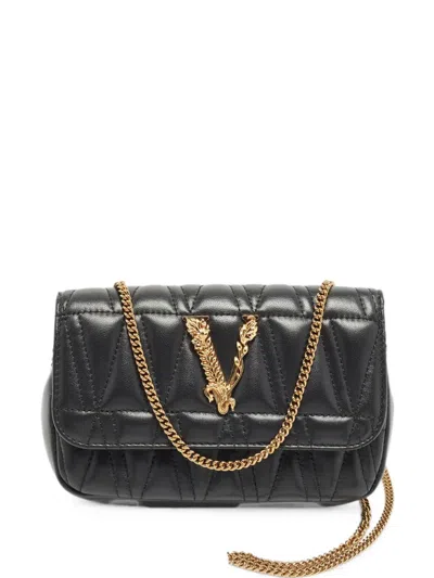 Pre-owned Versace Virtus Cross Body Bag In Black