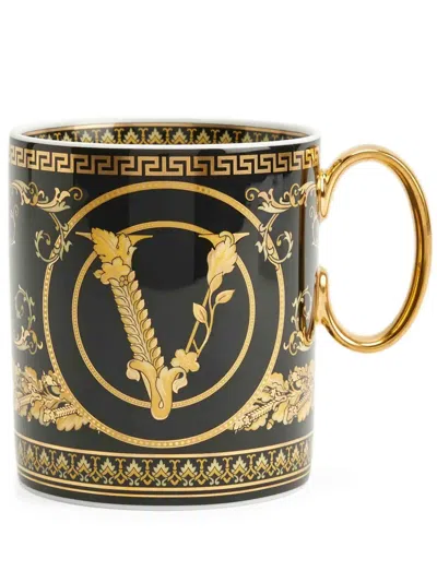 Versace Virtus Gala Porcelain Mug In Black