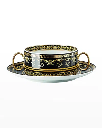Versace Virtus Gala Soup Cup And Saucer In Black