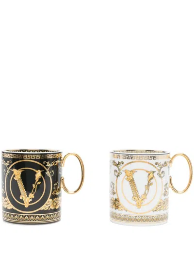 Versace Virtus Gala Coffee Set (set Of Two) In Black