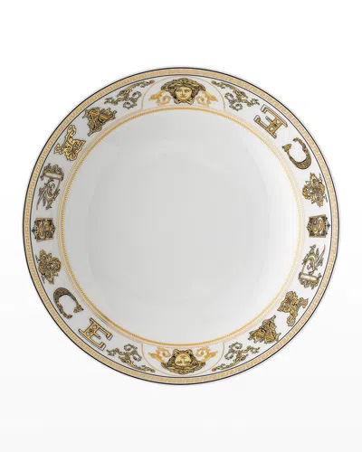 Versace Virtus Gala White Rim Soup Bowl In Brown