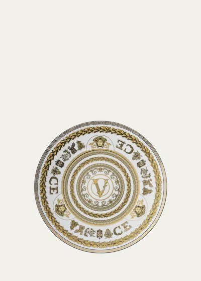 Versace Virtus Gala White Service Plate In Gold
