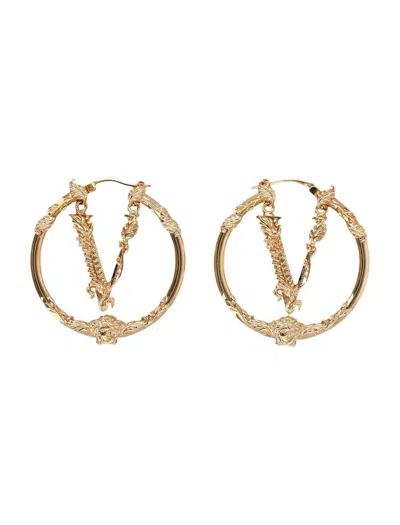 Versace Virtus Hoop Earrings In  Gold