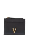 Versace Virtus Leather Card Case In Black