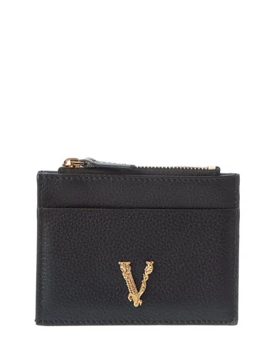 Versace Virtus Leather Card Case In Black