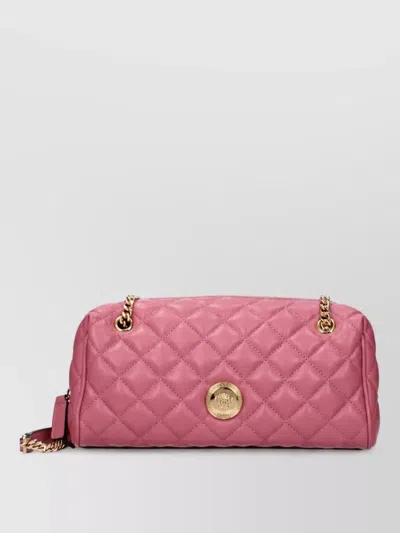 Versace Virtus Leather Clutch Bag In Pink