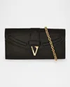 Versace Virtus Leather Wallet On Chain In Black