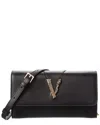 Versace Virtus Leather Wallet On Chain In Black