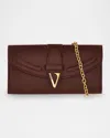 Versace Virtus Leather Wallet On Chain In Burgundy