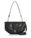 Versace Virtus Medium Leather Shoulder Bag In Black