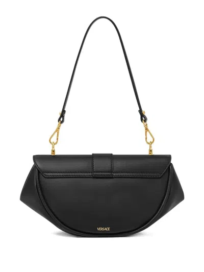 Versace "virtus" Medium Shoulder Bag Calf Leather Bags In Black