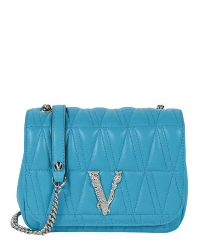 Versace Virtus Quilted Evening Bag In Blue
