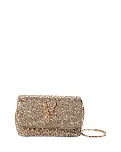 Versace Virtus Quilted Mini Bag In Camel/ Gold