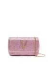 Versace Virtus Rhinestone-embellished Shoulder Bag In Pink