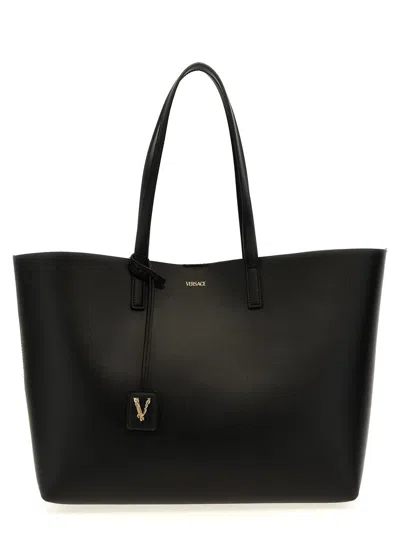 Versace 'virtus' Shopping Bag In Black