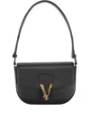 Versace Leather Shoulder Bag In Black