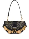 Versace Virtus Medium Coin-embellished Leather Shoulder Bag In Black