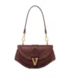 Versace Virtus Small Leather Shoulder Bag In Burgundy
