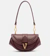 Versace Virtus Small Leather Shoulder Bag In Burgundy