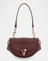 Versace Virtus Small Leather Shoulder Bag In Burgundy