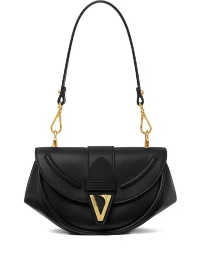 Versace "virtus" Small Shoulder Bag Calf Leather Bags In Black