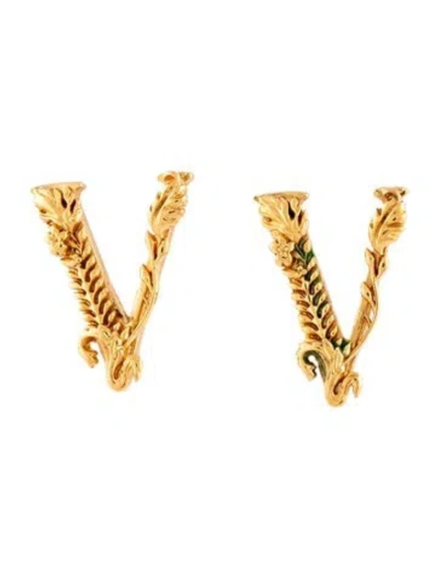 Pre-owned Versace Virtus Stud Earrings In Multicolor