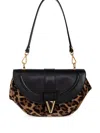 Versace Leopard Print Shoulder Bag In Black